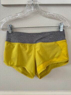 Fun Yellow + Gray Women's Rabbit Running Race Shorts, Size XS